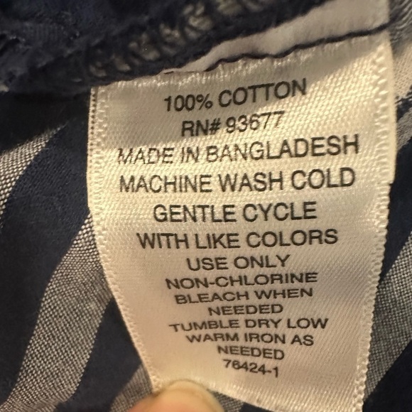 St Johns Bay Striped Long Sleeve  Shirt Dark Blue Collared L EUC - Picture 5 of 8